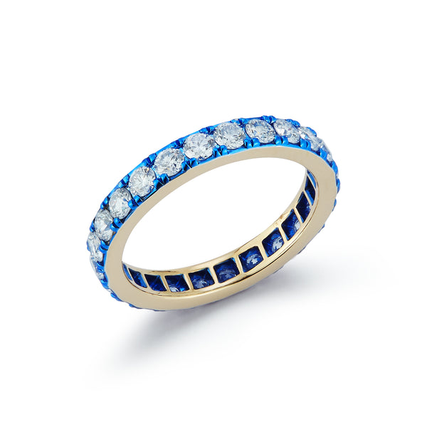Diamond and Blue Rhodium Band Ring
