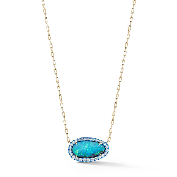 4.64ct Oval Opal & Diamond Layering Necklace