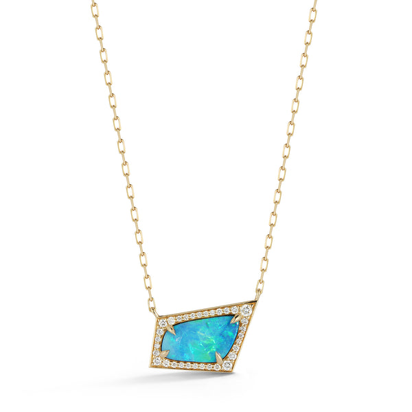Asymmetrical Opal & Diamond Layering Necklace