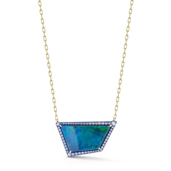 10.27ct Trapezoid Opal Layering Necklace in Blue Rhodium