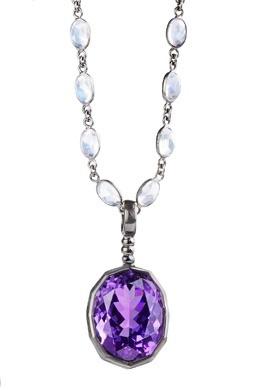 Oval Amethyst Evening Cocktail Pendant