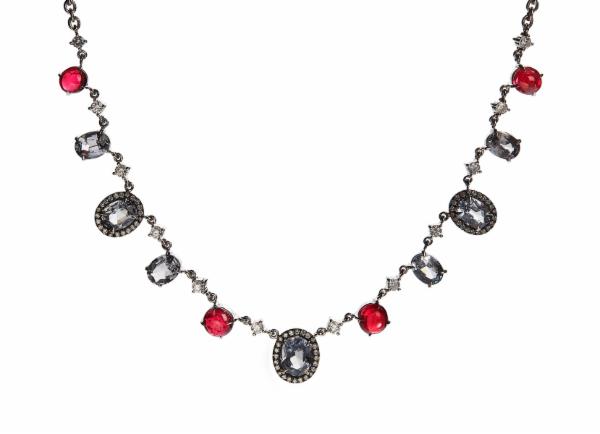 Grey and Red Spinel Grey Lady Necklace