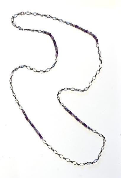 Amethyst Bead and Moonstone Layering Chain