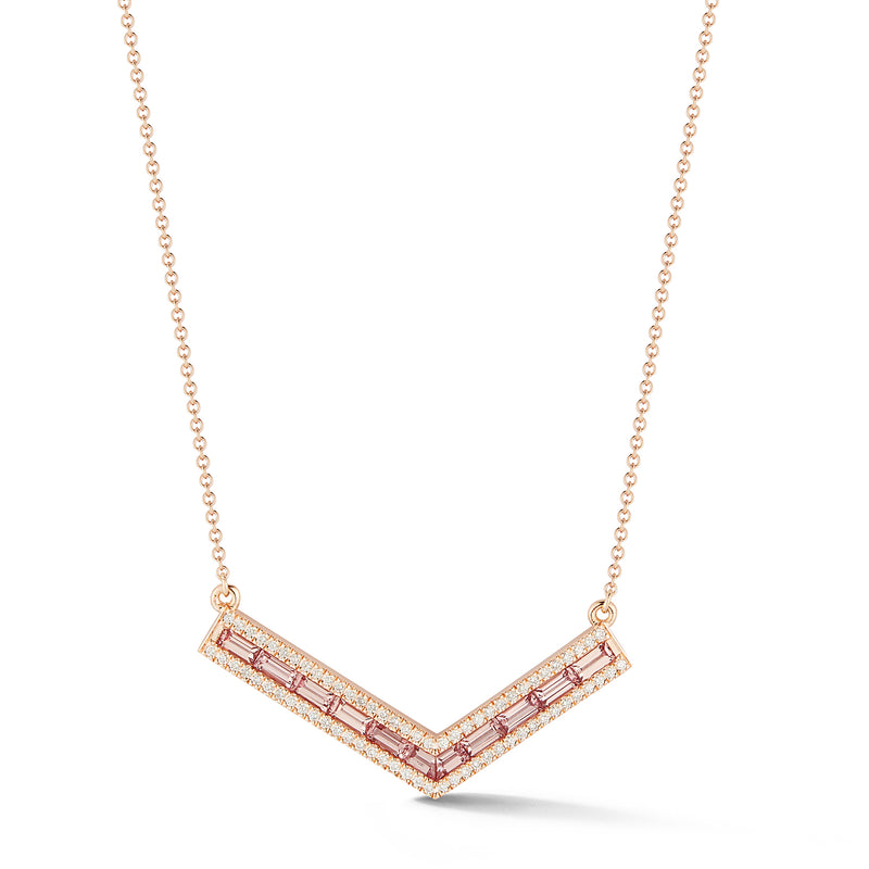 Malaya Garnet and Champagne Diamond Origami "V" Necklace