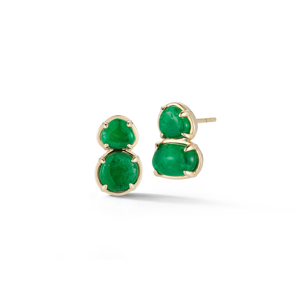 Muzo X Katherine Jetter Collaboration Emerald Two Tier Studs in Gold