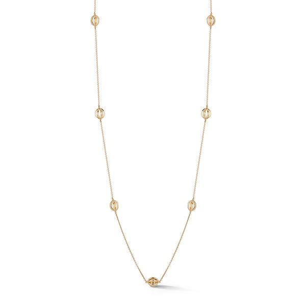 Diamond Cage Station Necklace in Yellow Gold