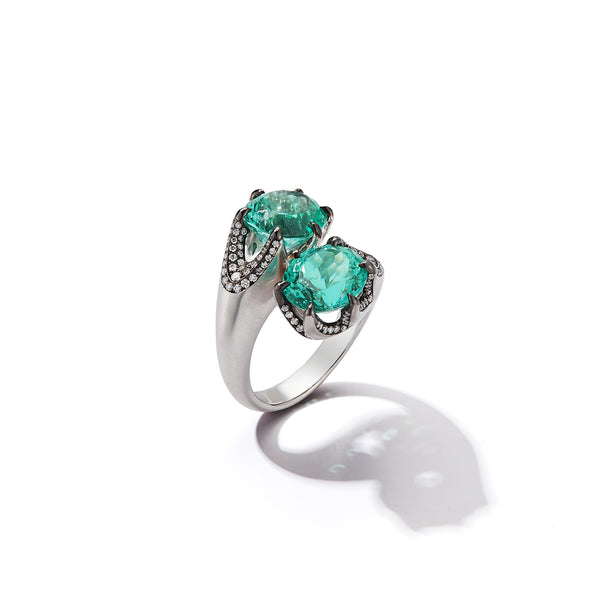 The "Eva" Emerald Bypass Cocktail Ring