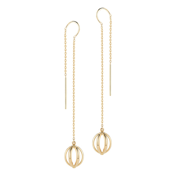 Yellow Gold Cage Threader Earrings
