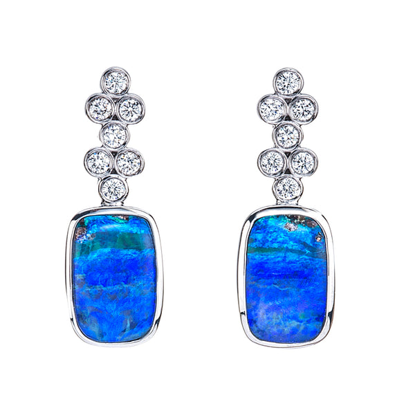 Boulder Opal and Diamond Earrings