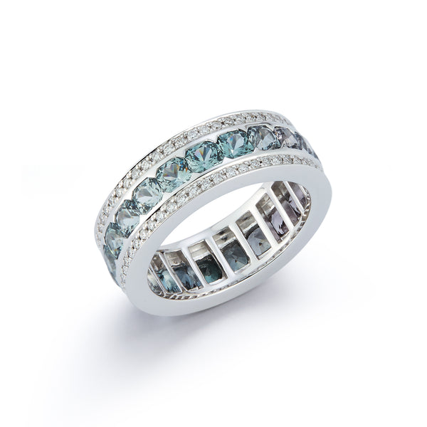 Grey Blue Spinel & Diamond Origami Ring