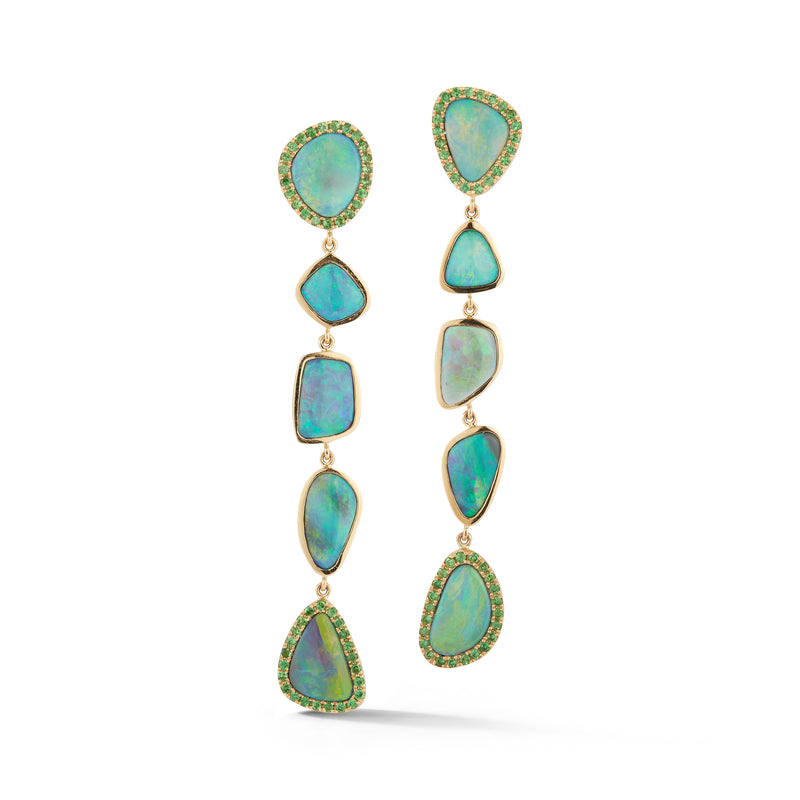 Opal and Tsavorite Line Earrings