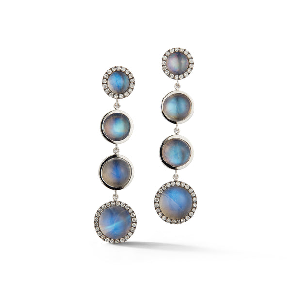 Moonstone & Diamond Four Drop Earrings