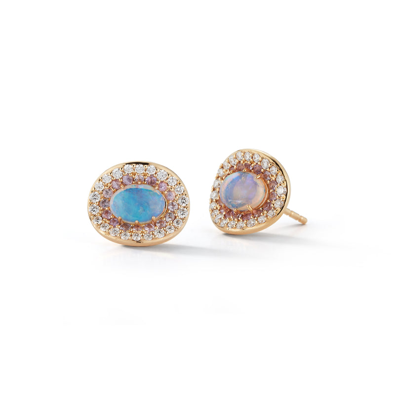 Opal and Pave Diamond Orbit Earrings
