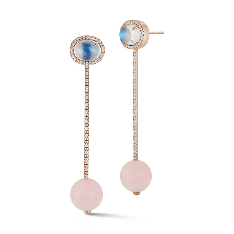 Moonstone and Opal Tik Tok Earrings