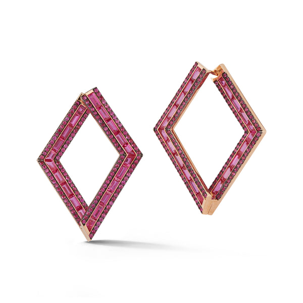 Hot Pink Sapphire Origami Earrings