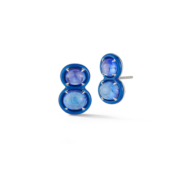 Tumbled Tanzanite Two Tiered Stud Earrings