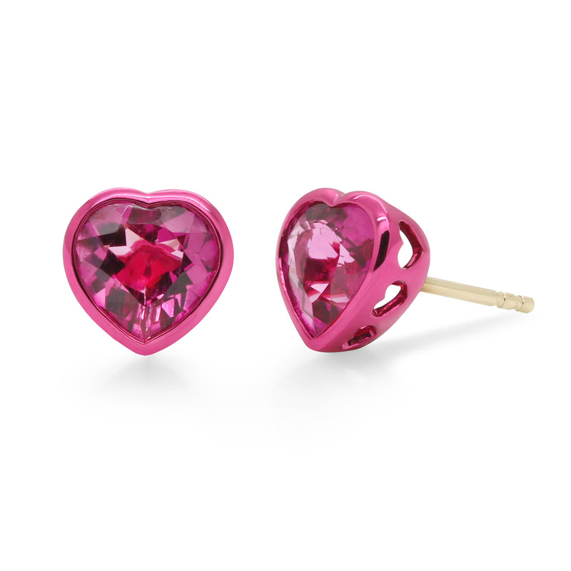 Electric Pink Heart Studs