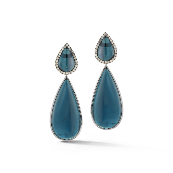 Blue Tourmaline & Diamond Earrings