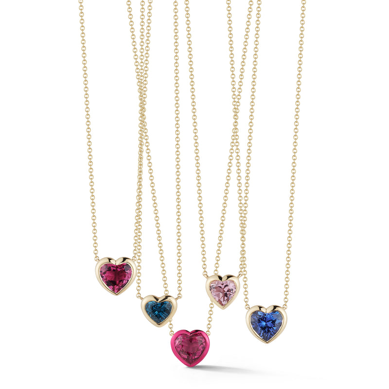 Neon Pink Tourmaline Heart Pendant with Pink E-Coating