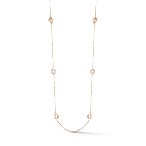 Diamond Cage Station Necklace in Rose Gold