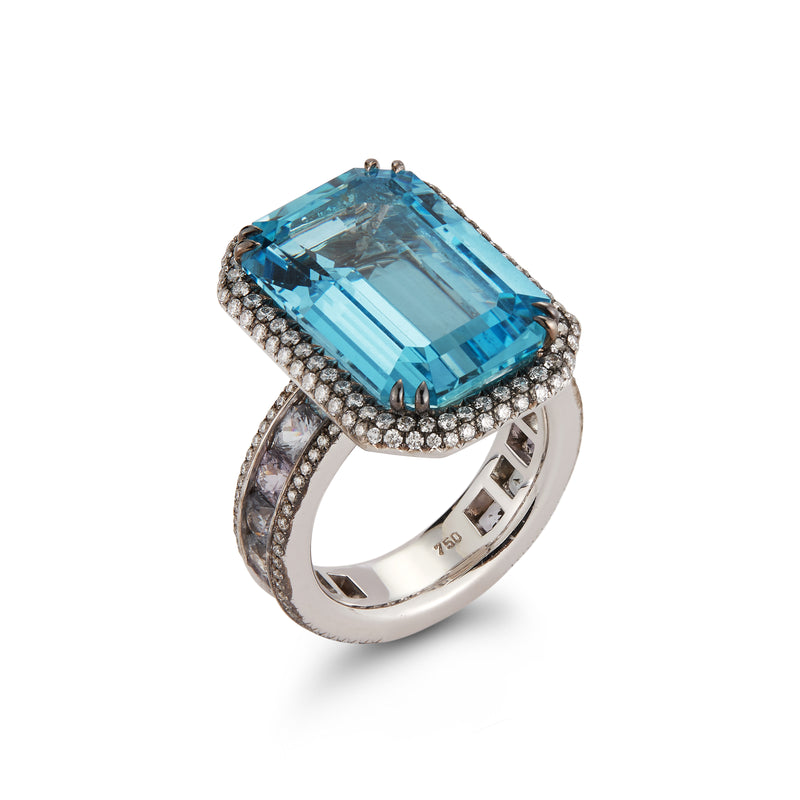 The "Elizabeth" Aquamarine, Spinel & Diamond Cocktail Ring