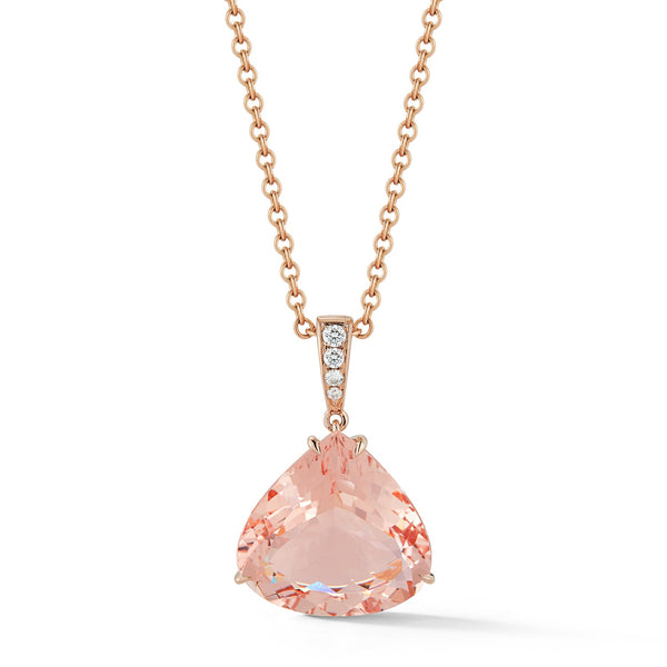 Heart Shaped Morganite Diagonal Pendant