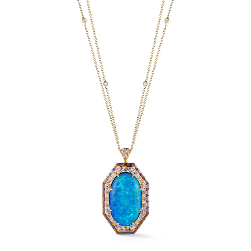 Opal and Purple Sapphire Necklace