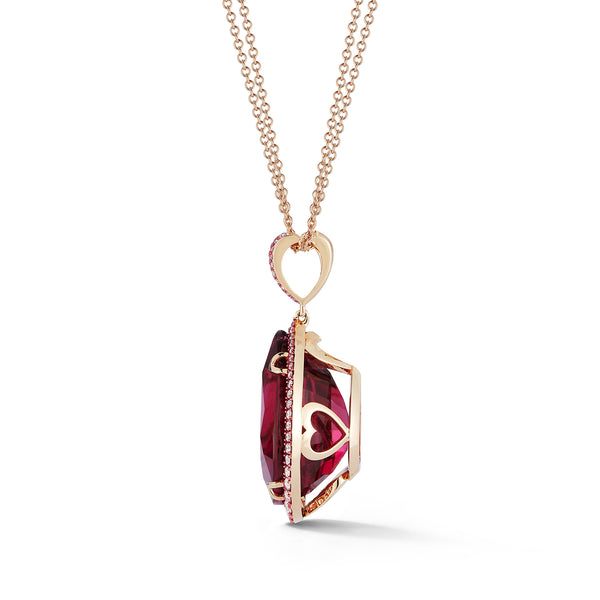 Rubellite and Diamond Necklace on Diamond Station Chain