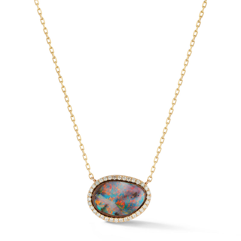 Small Boulder Opal and Diamond Necklace