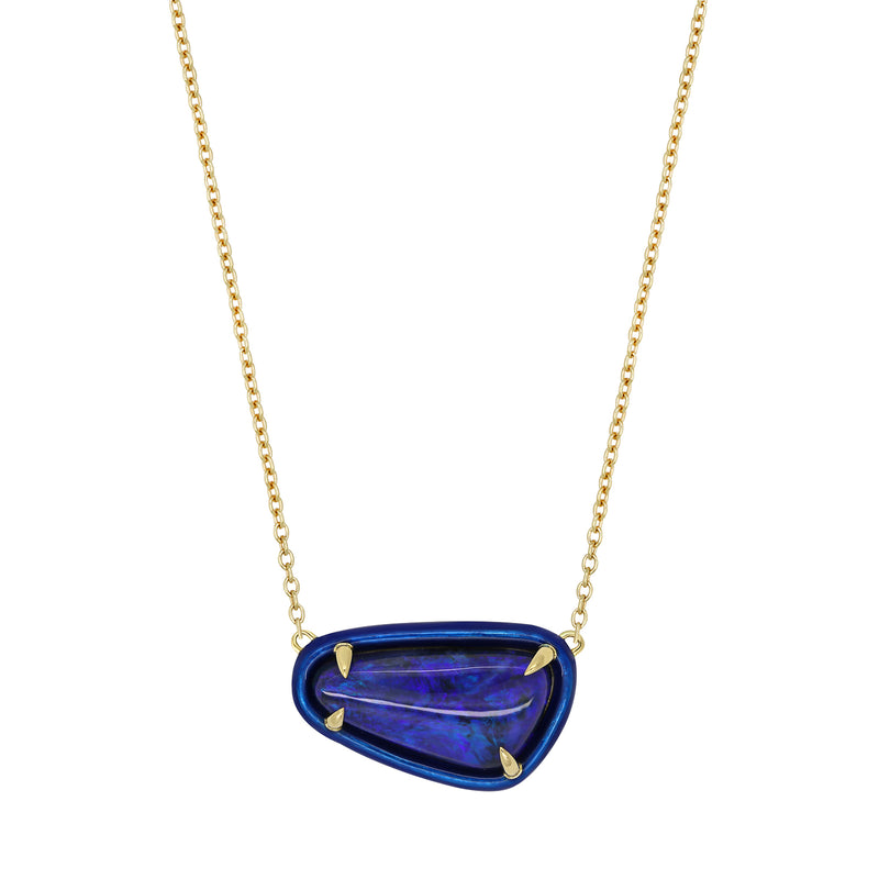 Opal Layering Necklace with Blue Enamel