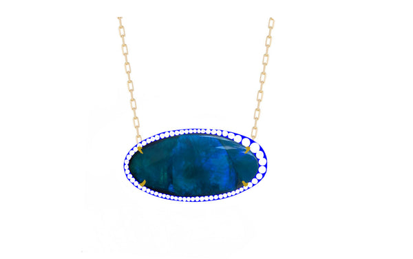 13.74ct Oblong Opal Necklace with Blue Rhodium