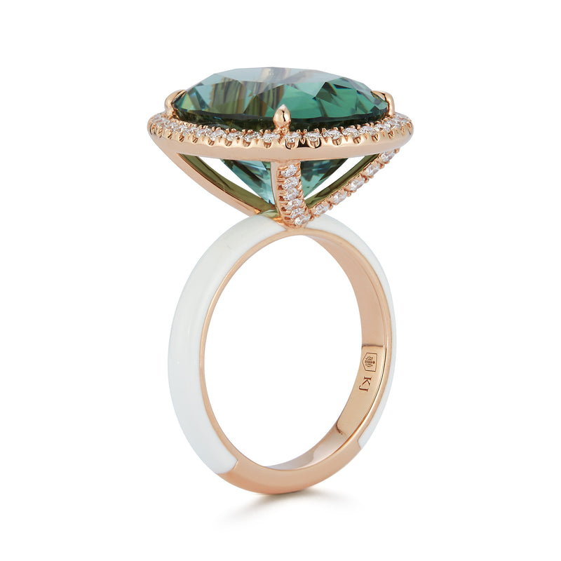 Oval Mint Green Tourmaline Cocktail Ring
