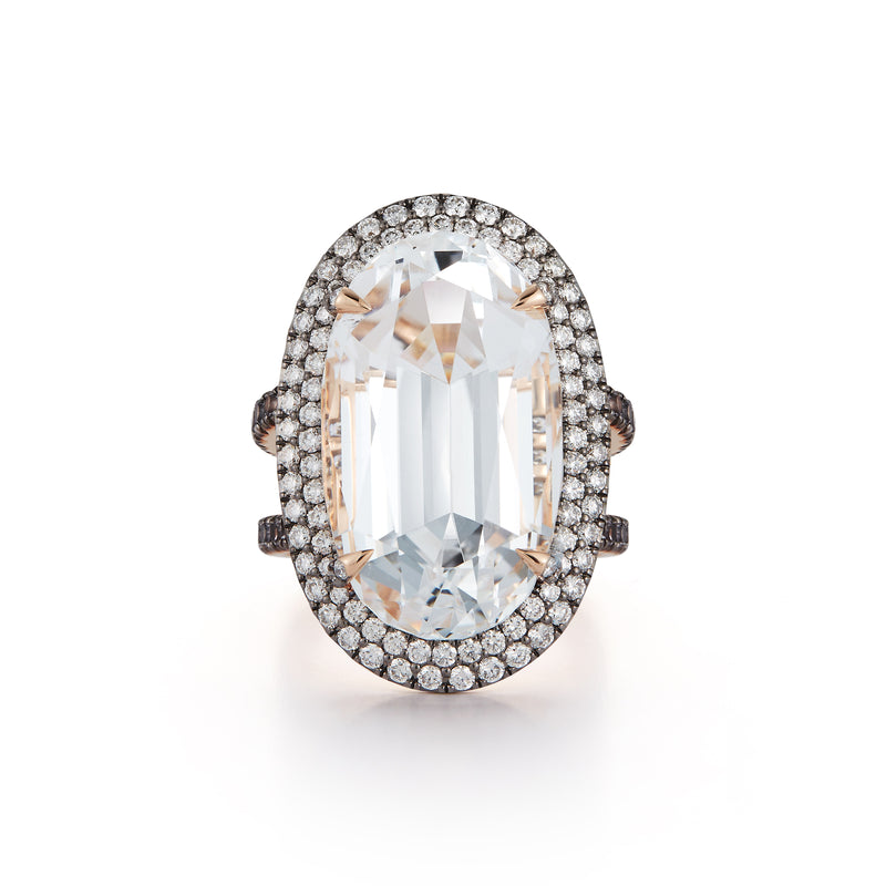 The "Marilyn" White Topaz and Grey Spinel Cocktail Ring