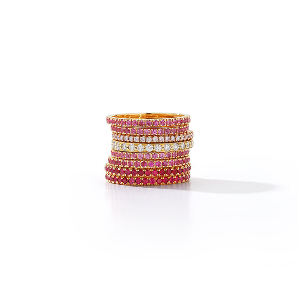 Hot Pink Sapphire Eternity Band Ring